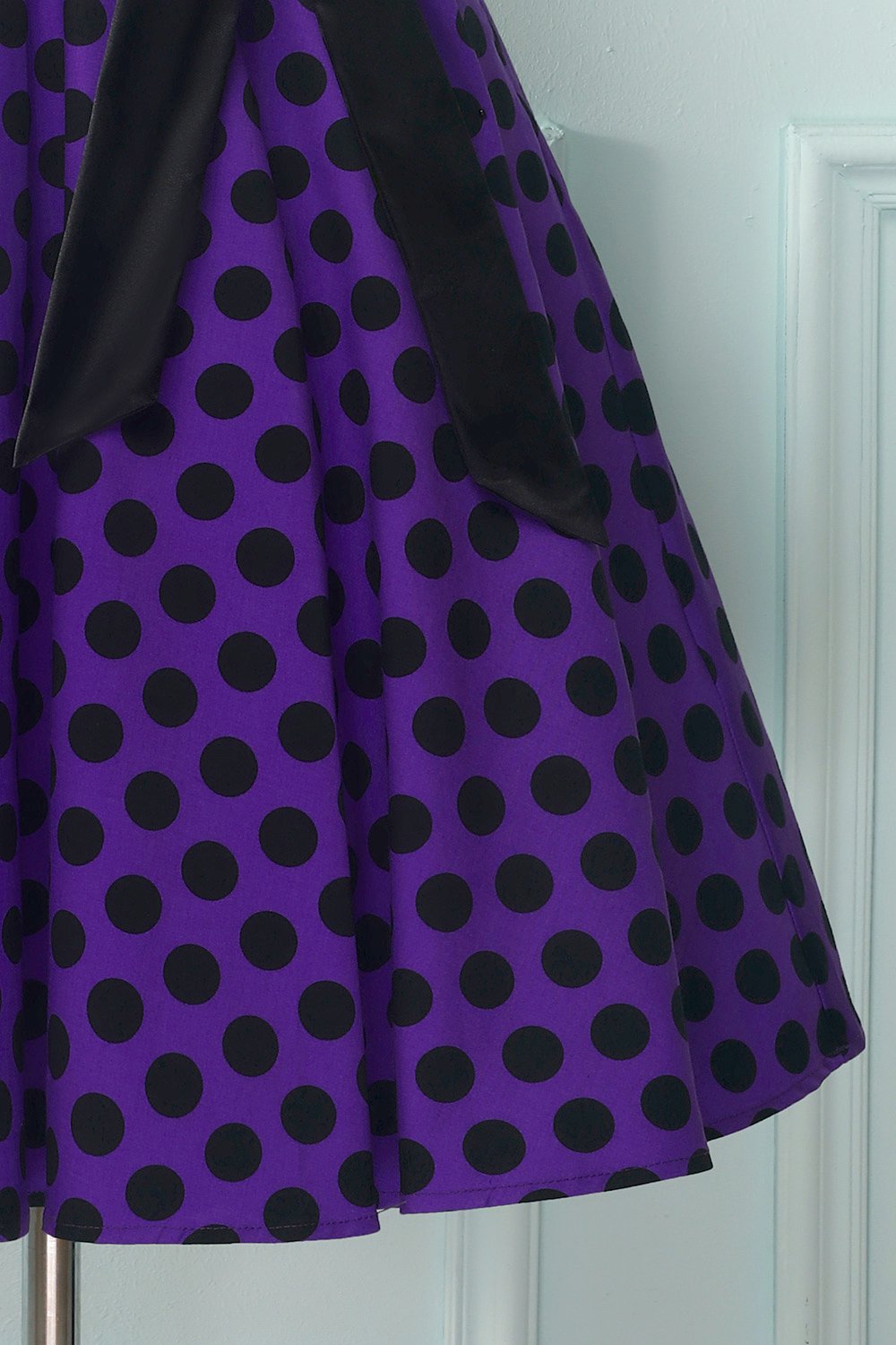 Purple Halter Dress With Black Polka Dots