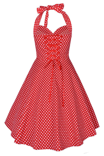 Red Polka Dot 50s Halter Dress