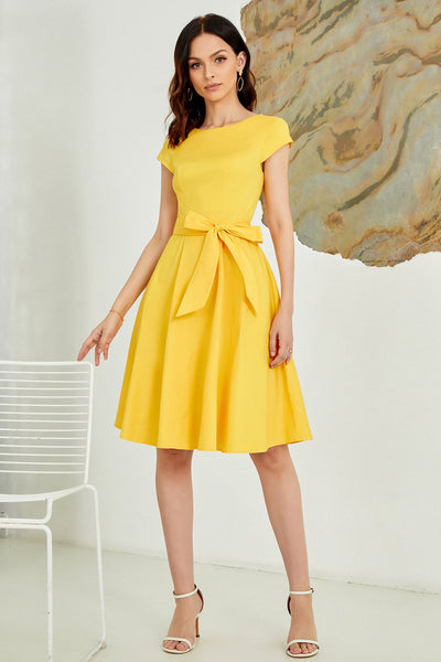 50s Solid Yellow Dress
