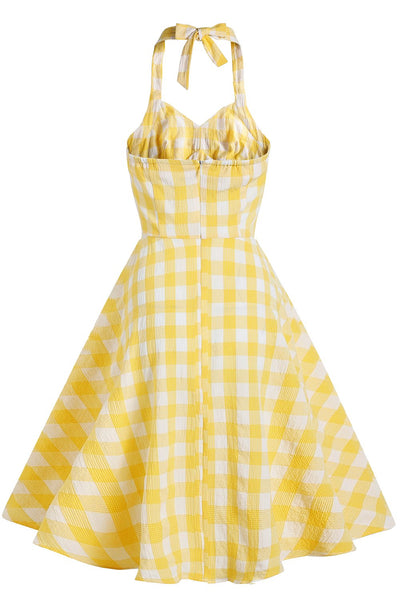 1950s Yellow Plaid Dress