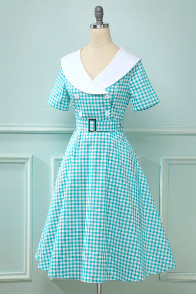 Vintage 50s Plaid Swing Dress
