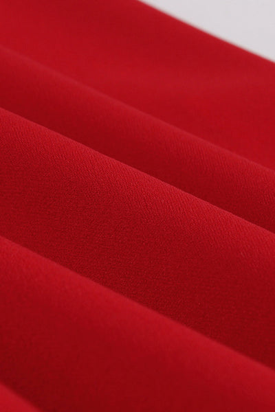 50s Red Lapel Swing Dress