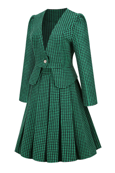 Women's Vintage Green Dress Set
