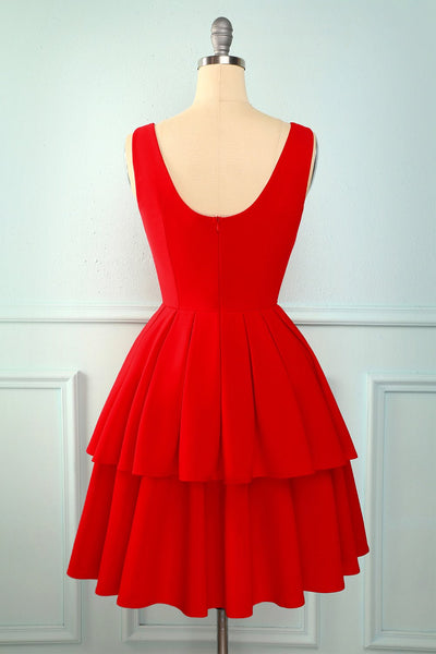Vintage Red Ruffled Dress