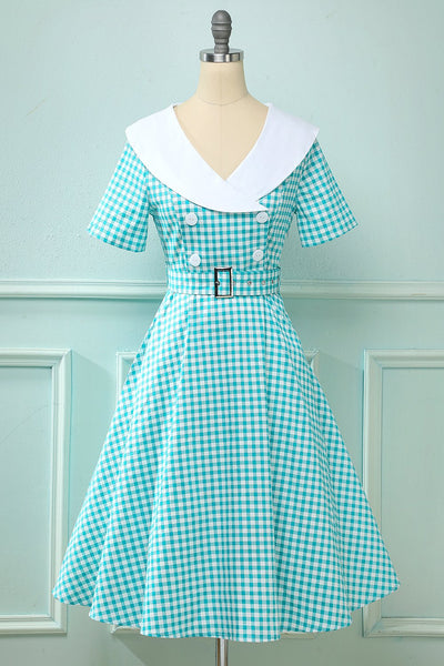 Vintage 50s Plaid Swing Dress