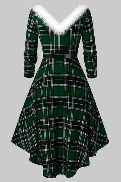 Vintage Plaid Long Sleeve Dress