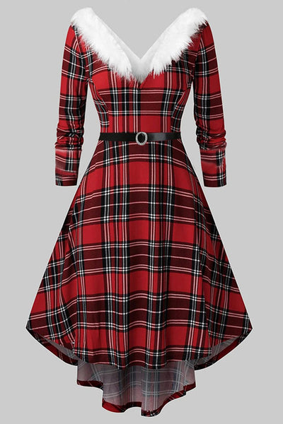 Vintage Plaid Long Sleeve Dress