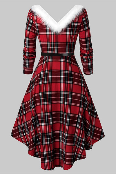 Vintage Plaid Long Sleeve Dress