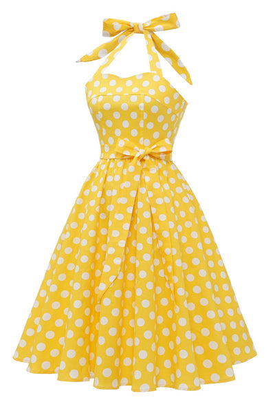 Pin Up Yellow Polka Dot Vintage Dress
