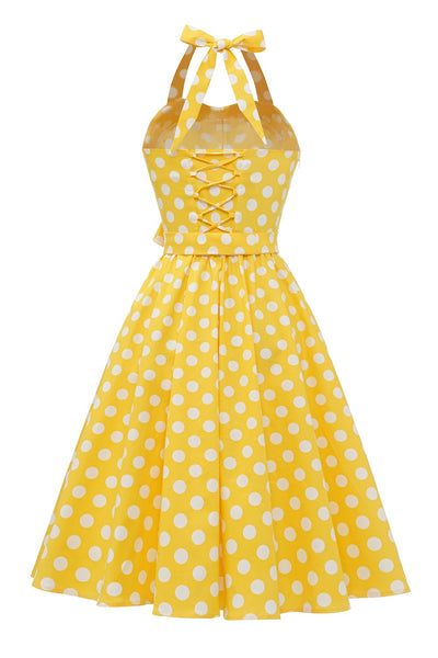 Pin Up Yellow Polka Dot Vintage Dress