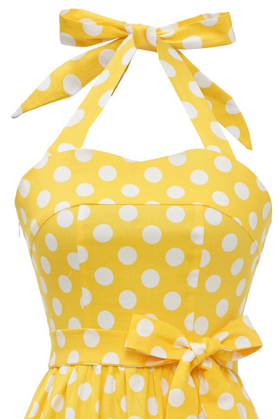 Pin Up Yellow Polka Dot Vintage Dress