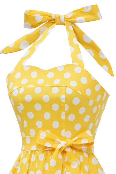 Pin Up Yellow Polka Dot Vintage Dress