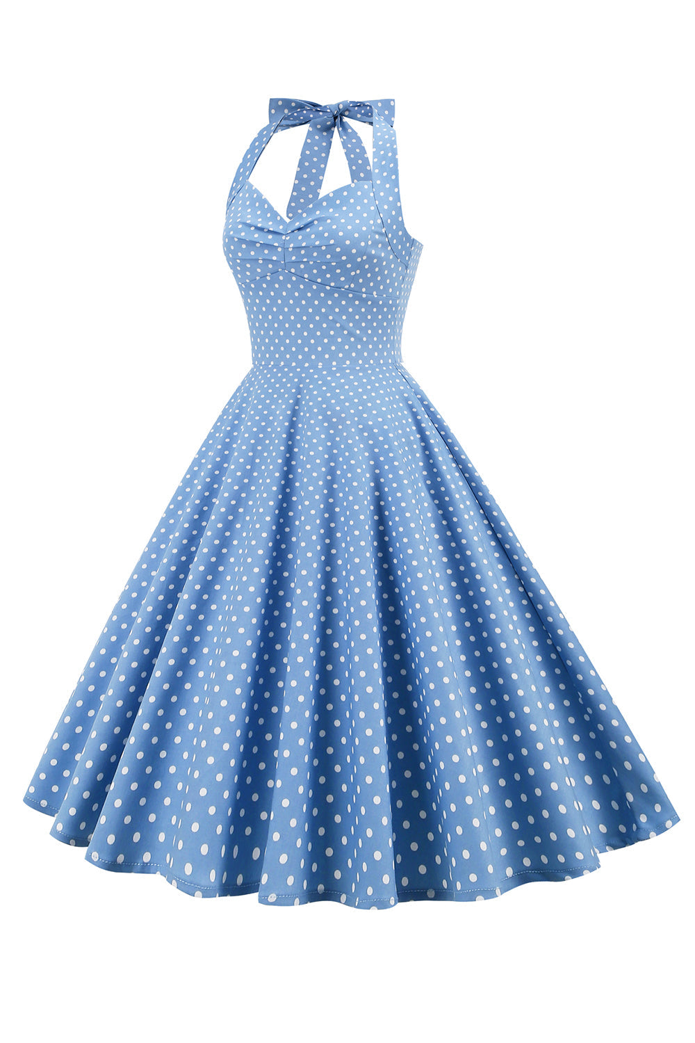 Women Polka Dot Backless Retro Dress