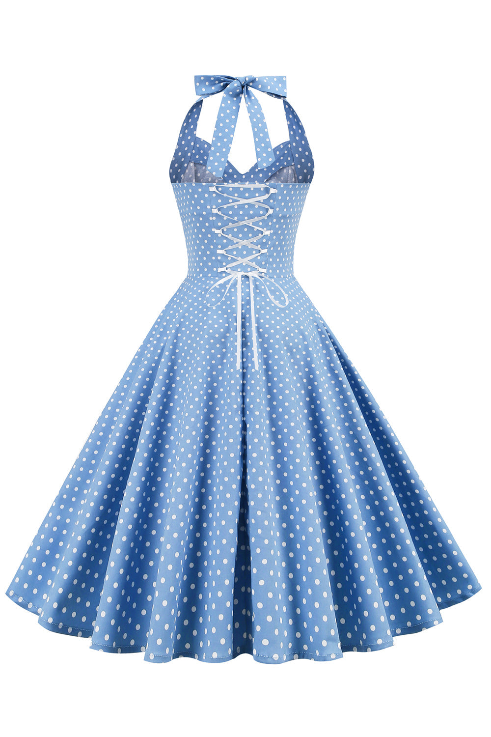 Women Polka Dot Backless Retro Dress