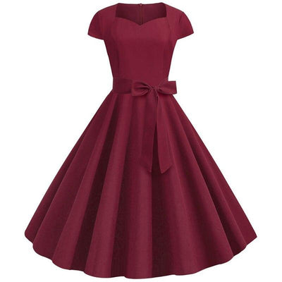 50s Vintage Burgundy Dress