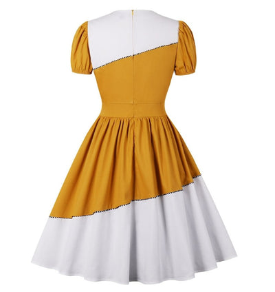 Pretty Yellow And White Vintage Design Dress