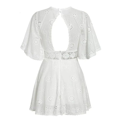 Petite 70s Hippie White Dress