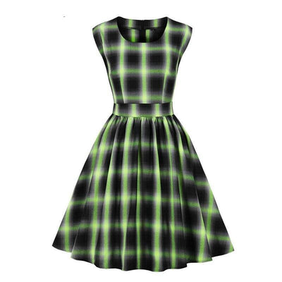 Sleeveless Vintage Plaid Dress
