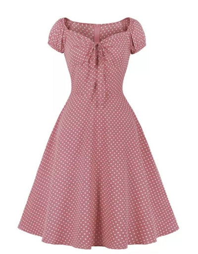 Red Vintage Polka Dot Open Dress