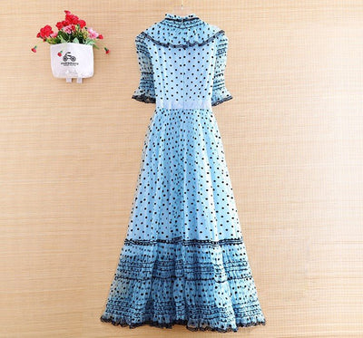 40s Blue Polka Dot Dress