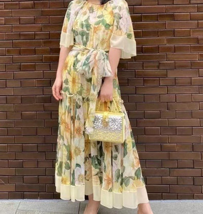 40s Chic Dress Yellow