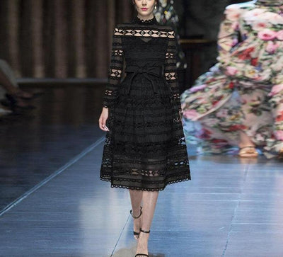 40s Black Openwork Dress