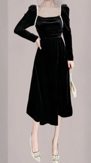 40s Dress Black Pleated Skirt