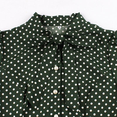 50s Vintage Green Polka Dot Dress