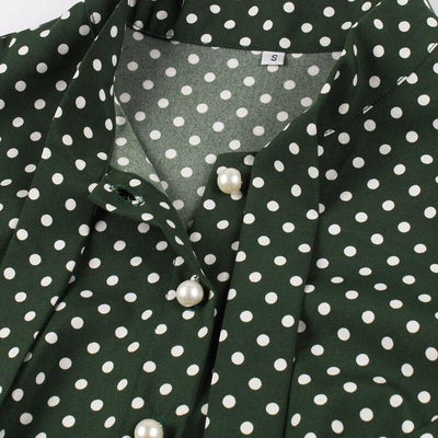50s Vintage Green Polka Dot Dress