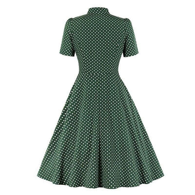 50s Vintage Green Polka Dot Dress
