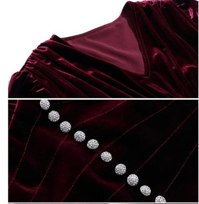 40s Vintage Style Burgundy Dress