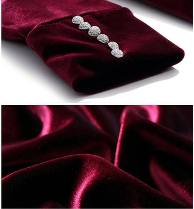 40s Vintage Style Burgundy Dress