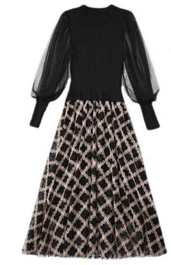 Vintage 40s Black Check Dress