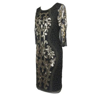 Black Gold Gatsby Style Evening Dress