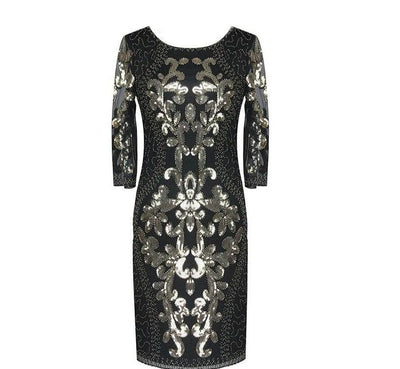 Black Gold Gatsby Style Evening Dress