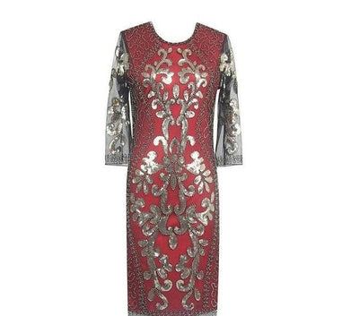 Red Gold Gatsby Style Evening Dress