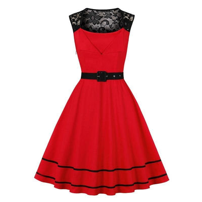 Vintage Rockabilly Red Evening Dress