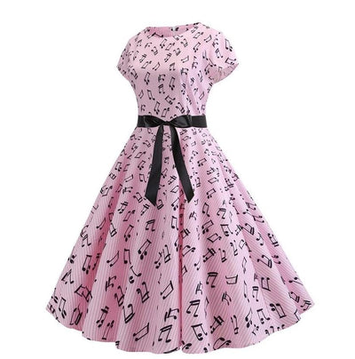 Spring Pink Vintage Flare Dress