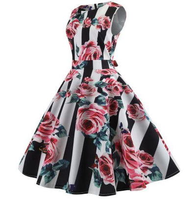 Flared Vintage Roses Dress
