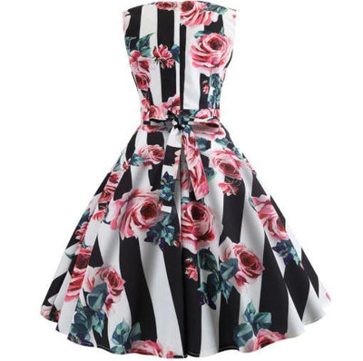 Flared Vintage Roses Dress