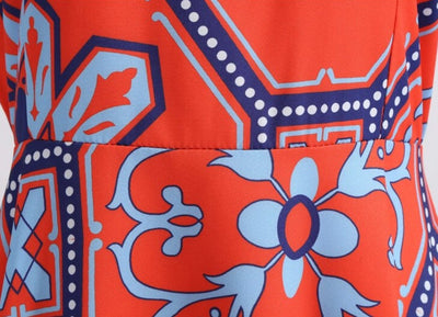 Flared Vintage Dress Red Flowers