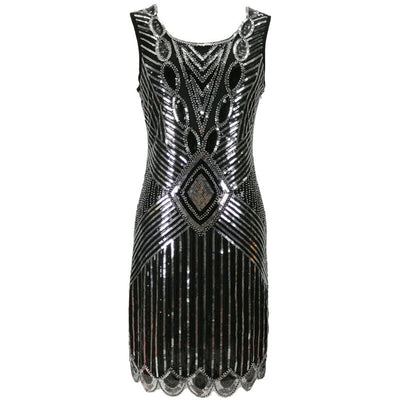 Black And Silver Short Gatsby Dress