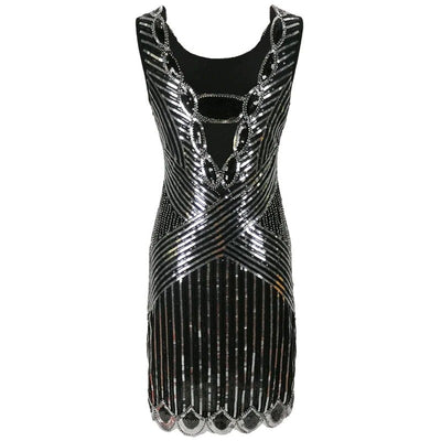 Black And Silver Short Gatsby Dress