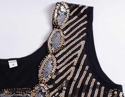 Black And Gold Short Gatsby Dress