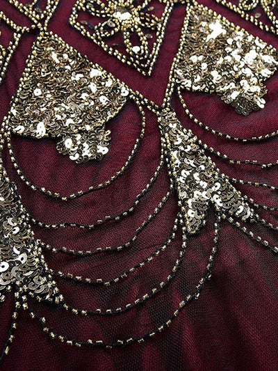 Burgundy Haute Couture Long Gatsby Dress