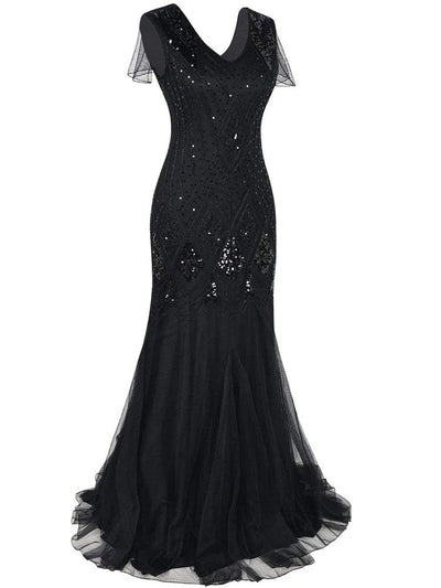 Black Haute Couture Long Gatsby Dress