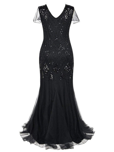 Black Haute Couture Long Gatsby Dress