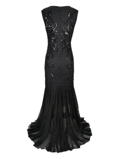Long Gatsby Dress - Retro Chic Black
