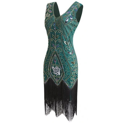 Green Feather Gatsby Dress