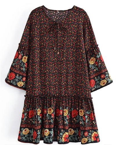 Black 70s Hippie Dress